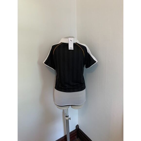 Puma T7 Football Polo Jersey Women's S Black Striped Relaxed Activewear Collared - Picture 7 of 16